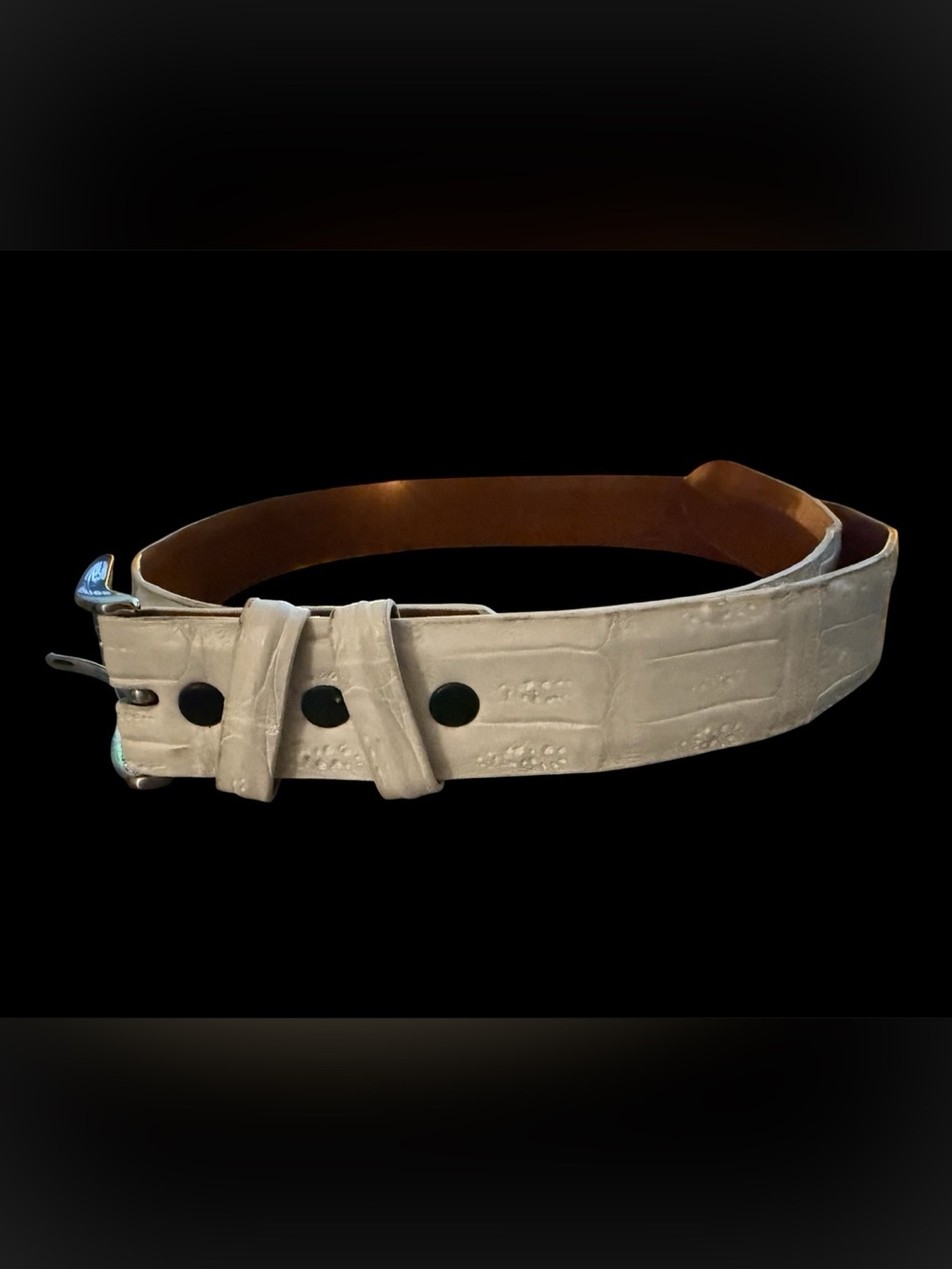 Men's Jacob Hill Leather White Embossed Alligator Belt - Size 33